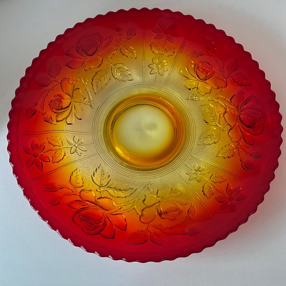 Imperial Glass Rare Color Open Rose Bowl